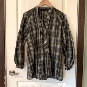 Zara Basic Plaid Artist Blouse